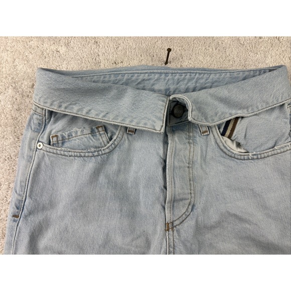 ATELIER Womens High Rise Flip over Waist Straight‎ Leg Open Knee Jeans 26x29 - Picture 3 of 14